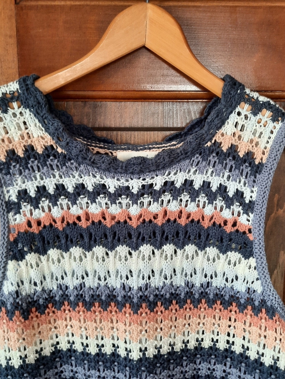 Universal Thread Cotton Blend Multi-colored Striped Crochet Tank Top Size Medium - Picture 2 of 9